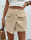 Pocketed High Waist Shorts with Zip