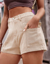 High-Waist Denim Shorts with Pockets