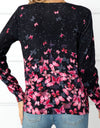 Woven Right Floral Button Front Round Neck Cardigan