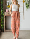 Heimish Full Size Printed Tied Straight Casual Pants