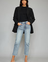 Kancan High Waist Button Fly Raw Hem Cropped Straight Jeans