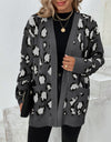 Leopard Open Front Dropped Shoulder Cardigan