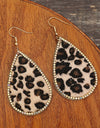 Zircon PU Leopard Teardrop Earrings