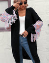 Fringe Sleeve Dropped Shoulder Cardigan