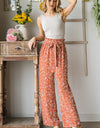 Heimish Full Size Printed Tied Straight Casual Pants