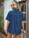Pocketed Button Up Short Sleeve Denim Shirt