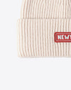 NEWYORK Patch Rib-Knit Cuffed Beanie