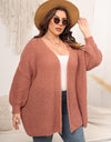 Plus Size Open Front Dropped Shoulder Knit Cardigan