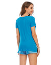 Striped Short Sleeve Top and Shorts Lounge Set