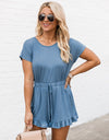 Ruffled Boat Neck Short Sleeve Romper