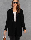 Pocketed Open Front Long Sleeve Cardigan