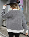 Striped V-Neck Dropped Shoulder Button-Up Cardigan
