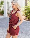 Scoop Neck Wide Strap Romper with Pockets