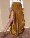 Slit Ruffled Wide Leg Pants