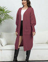 Open Front Dropped Shoulder Cardigan