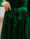 Tie Front Round Neck Long Sleeve Maxi Dress