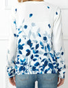 Woven Right Floral Button Front Round Neck Cardigan
