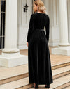 Tie Front Round Neck Long Sleeve Maxi Dress