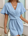 Perfee Tied V-Neck Short Sleeve Romper