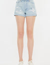 Kancan High Rise Repaired Mom Denim Shorts