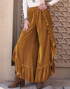 Slit Ruffled Wide Leg Pants