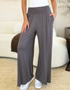 Double Take Full Size Smocked Wide Waistband Wide Leg Pants