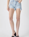 RISEN Frayed Hem Denim Shorts with Fringe Detail Pockets