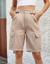 High Waist Denim Shorts with Pockets