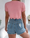 Tied Openwork Short Sleeve Cardigan