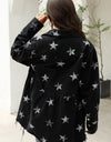 Collared Neck Star Print Long Sleeve Denim Jacket