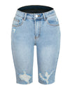 Distressed Pocketed Denim Shorts