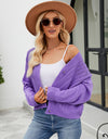 Eyelet Button Front Long Sleeve Cardigan