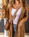 Cable-Knit Dropped Shoulder Slit Cardigan