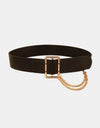 PU Leather Wide Belt with Chain