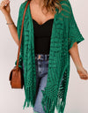Openwork Open Front Cardigan with Fringes