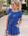 Ruffled Boat Neck Short Sleeve Romper