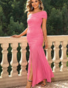 One-Shoulder Ruched Maxi Dress