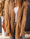 Cable-Knit Dropped Shoulder Slit Cardigan