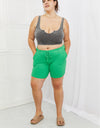 Blumin Apparel Too Good Full Size Ribbed Shorts in Green