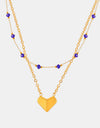 Titanium Steel Section Crystal Double-Layered Necklace