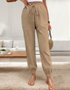 Tied Elastic Waist Pants with Pockets