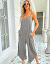 Shiny Spaghetti Strap Pocketed Jumpsuit