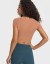 Round Neck Short Sleeve Cropped Sports T-Shirt