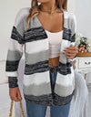 Openwork Striped Open Front Cardigan