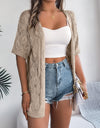 Openwork Open Front Half Sleeve Cardigan