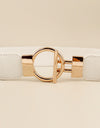 Circle Shape Buckle Zinc Alloy Buckle PU Leather Belt