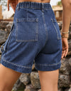 High Waist Denim Cargo Shorts