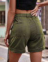 High Waist Denim Cargo Shorts