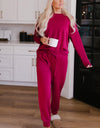Round Neck Top and Drawstring Pants Lounge Set