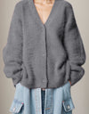 Button Up Dropped Shoulder Cardigan